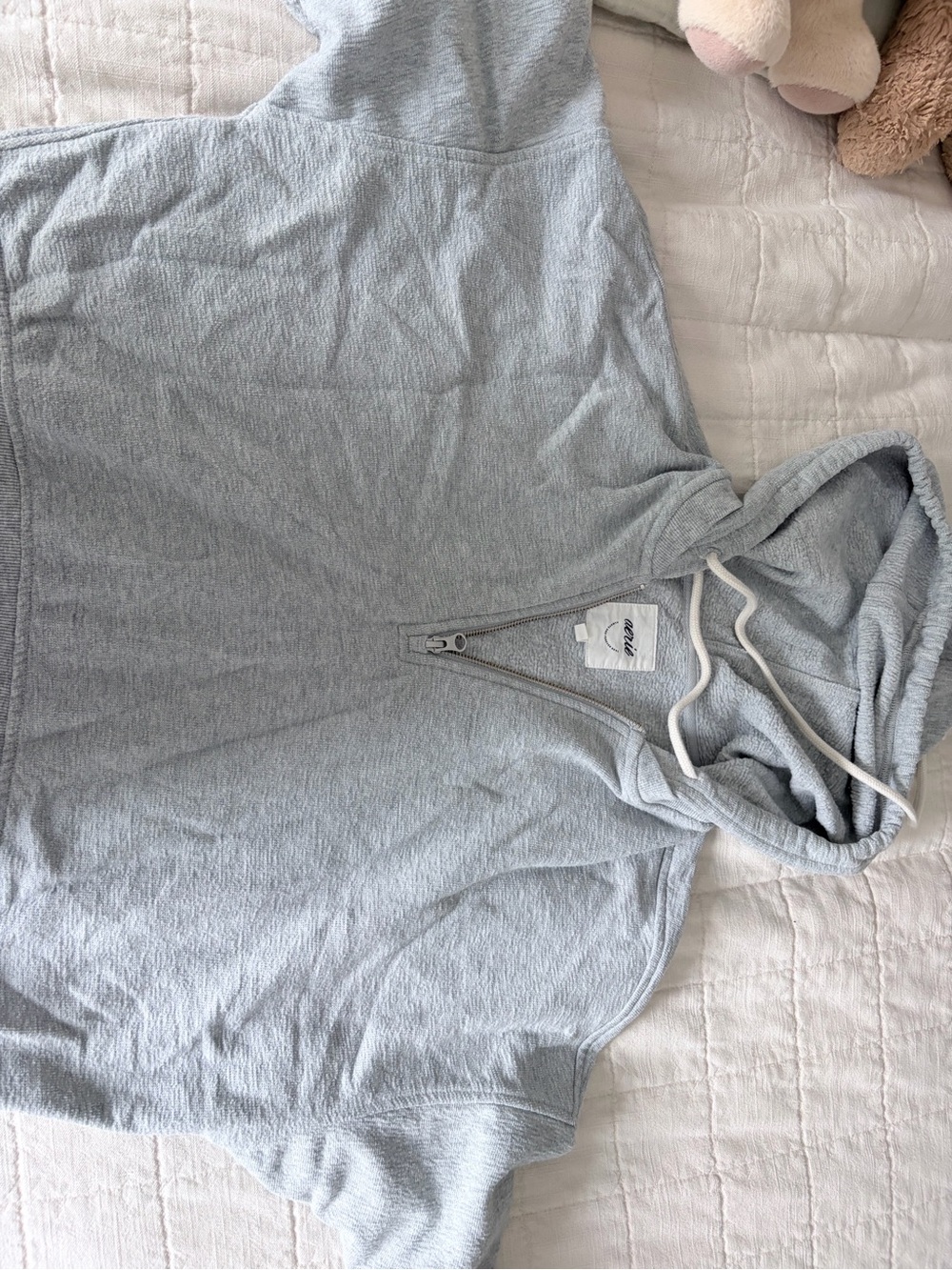 aerie Light Gray Half-Zip Hooded Top